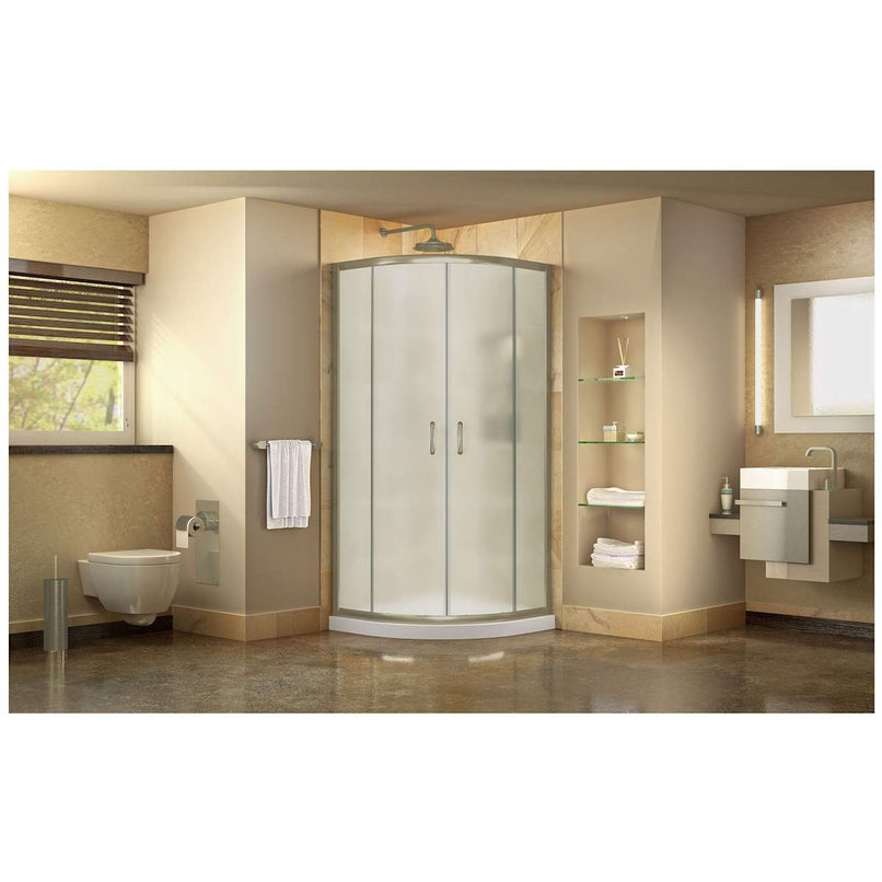 Prime 36" Wide x 74 3/4" High Semi-Frameless Frosted Glass Sliding Shower Enclosure - Includes Shower Base - image 13