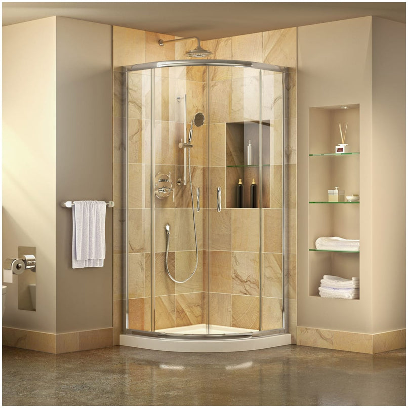 Prime 38" Wide x 74 3/4" High Semi-Frameless Clear Glass Sliding Shower Enclosure - Includes Shower Base - image 1