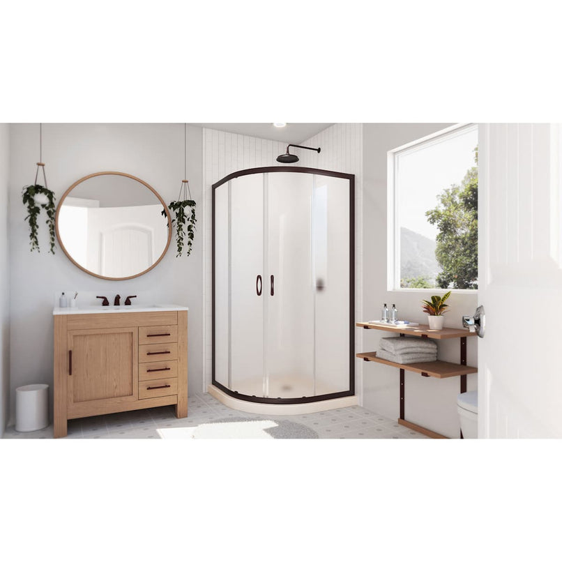 Prime 38" Wide x 74 3/4" High Semi-Frameless Frosted Glass Sliding Shower Enclosure - Includes Shower Base - image 15