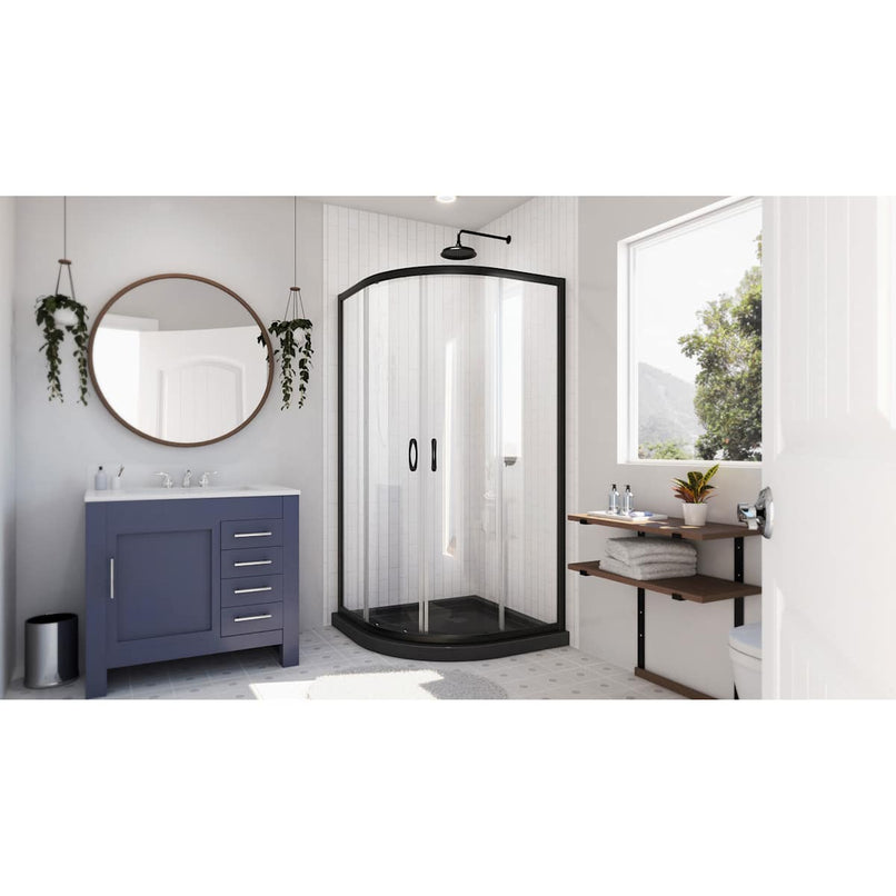 Prime 38" Wide x 74 3/4" High Semi-Frameless Clear Glass Sliding Shower Enclosure - Includes Shower Base - image 19