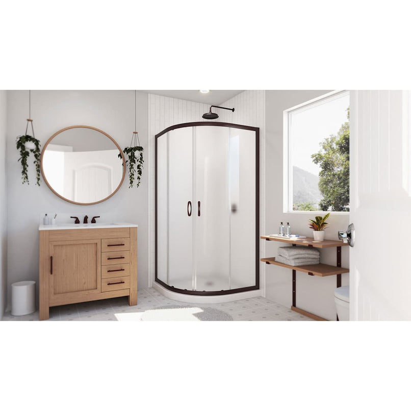 Prime 38" Wide x 74 3/4" High Semi-Frameless Frosted Glass Sliding Shower Enclosure - Includes Shower Base - image 23