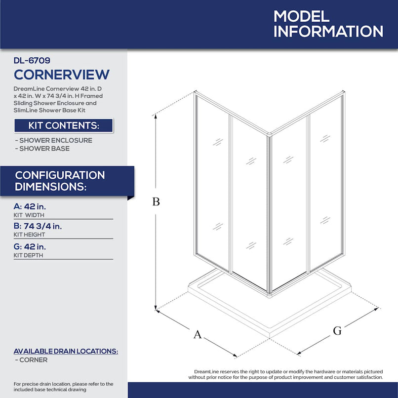 Cornerview 74-3/4" High x 42" Wide Corner Shower Module - image 14