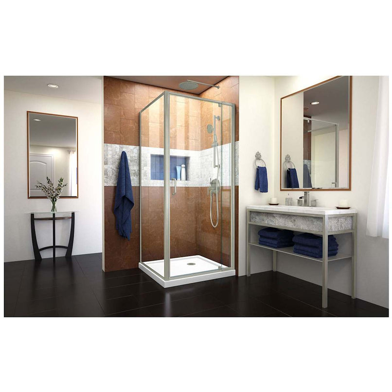 Flex 74-3/4" High x 32" Wide x 32" Deep Pivot Framed Shower Enclosure with Clear Glass, 32" Deep x 32" Wide Shower Base, and Return Panel - image 10