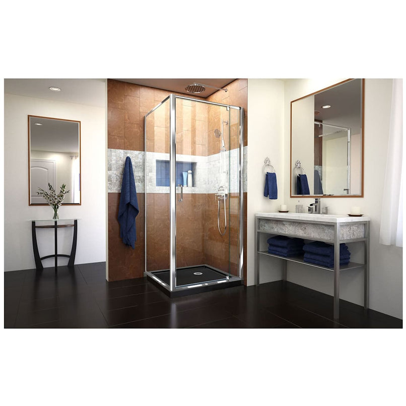 Flex 74-3/4" High x 36" Wide x 36" Deep Pivot Framed Shower Enclosure with Clear Glass and 36" Deep x 36" Wide Shower Base, and Return Panel - image 4