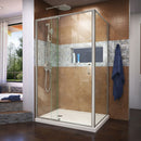 Flex 36" D x 48" W x 74 3/4" H Semi-Frameless Pivot Shower Enclosure with Left Drain Base Kit - image 1