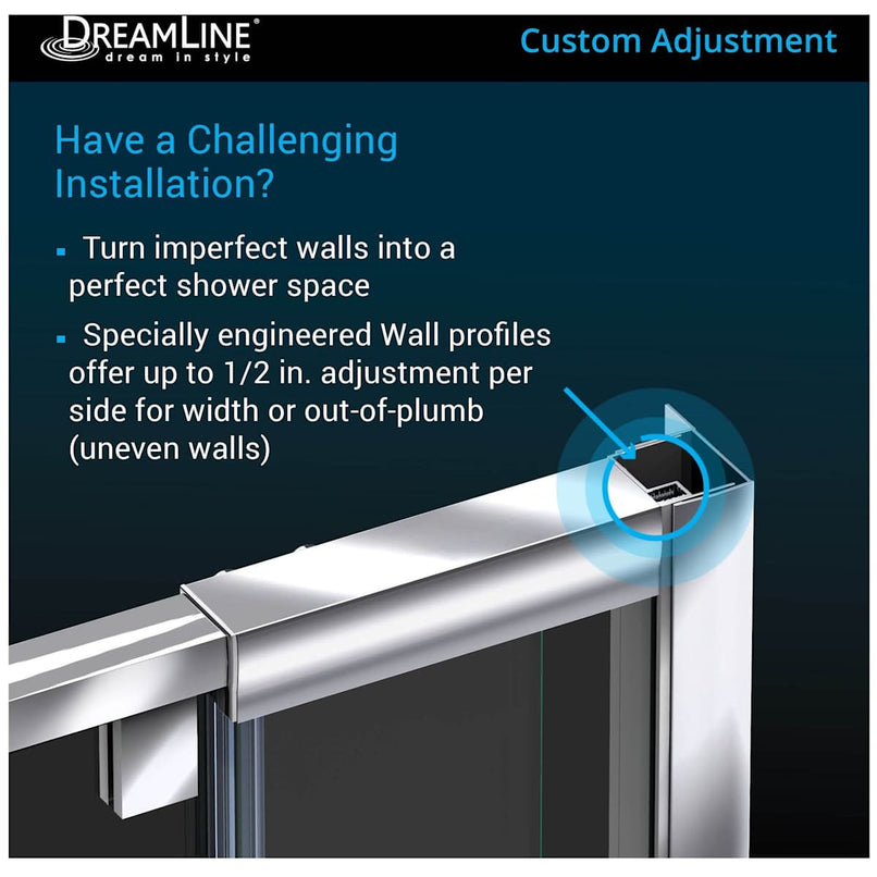 Flex 36" D x 48" W x 74 3/4" H Semi-Frameless Pivot Shower Enclosure with Left Drain Base Kit - image 2