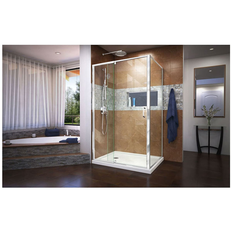Flex 36" D x 48" W x 74 3/4" H Semi-Frameless Pivot Shower Enclosure with Left Drain Base Kit - image 10
