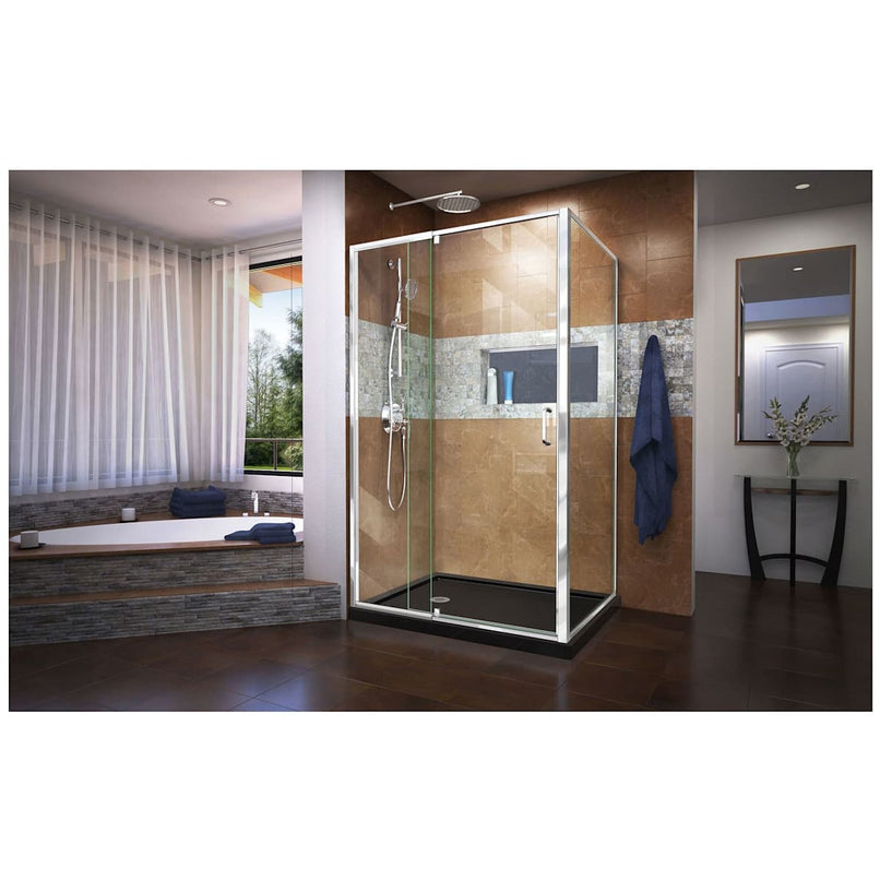 Flex 36" D x 48" W x 74 3/4" H Semi-Frameless Pivot Shower Enclosure with Left Drain Base Kit - image 11