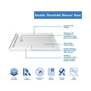 Flex 36" D x 48" W x 74 3/4" H Semi-Frameless Pivot Shower Enclosure with Left Drain Base Kit - image 17