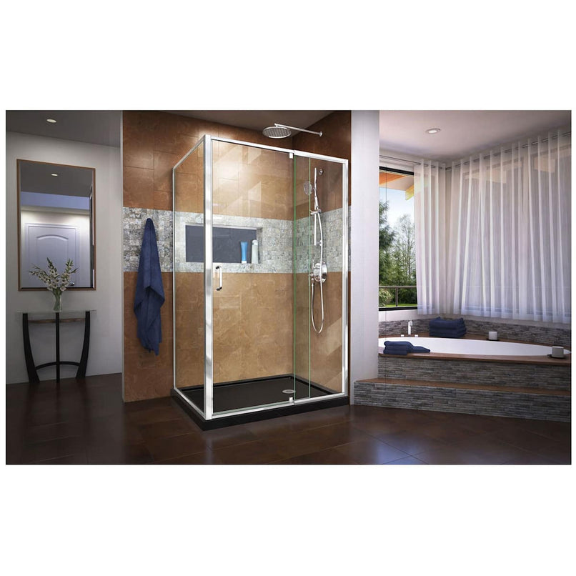 Flex 36" D x 48" W x 74 3/4" H Semi-Frameless Pivot Shower Enclosure with Right Drain Base Kit - image 11