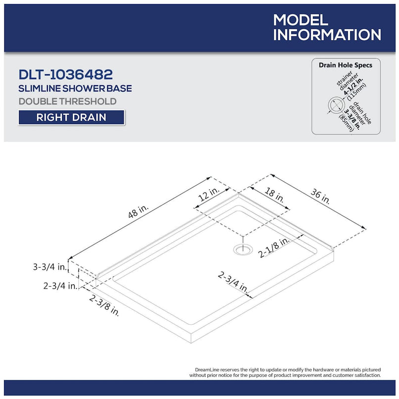 Flex 36" D x 48" W x 74 3/4" H Semi-Frameless Pivot Shower Enclosure with Right Drain Base Kit - image 12