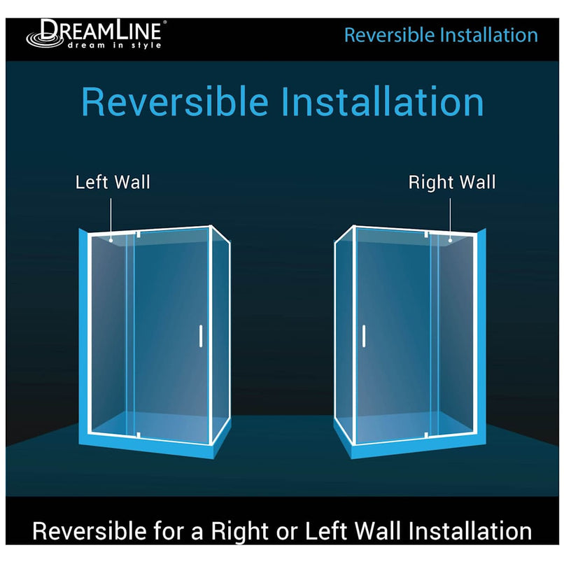 Flex 36" D x 60" W x 74 3/4" H Semi Frameless Shower Enclosure with Left Drain Base Kit - image 3