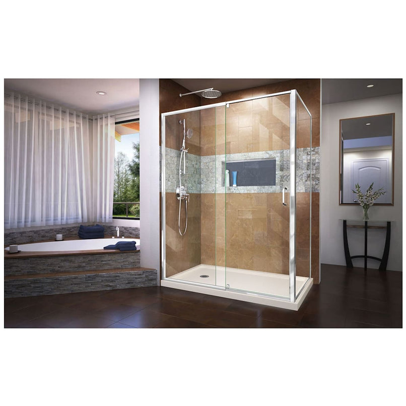 Flex 36" D x 60" W x 74 3/4" H Semi Frameless Shower Enclosure with Left Drain Base Kit - image 4