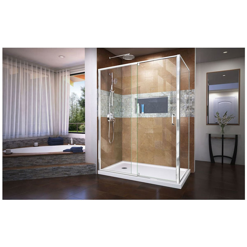 Flex 36" D x 60" W x 74 3/4" H Semi Frameless Shower Enclosure with Left Drain Base Kit - image 10