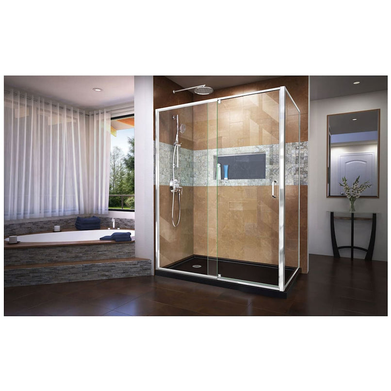 Flex 36" D x 60" W x 74 3/4" H Semi Frameless Shower Enclosure with Left Drain Base Kit - image 11