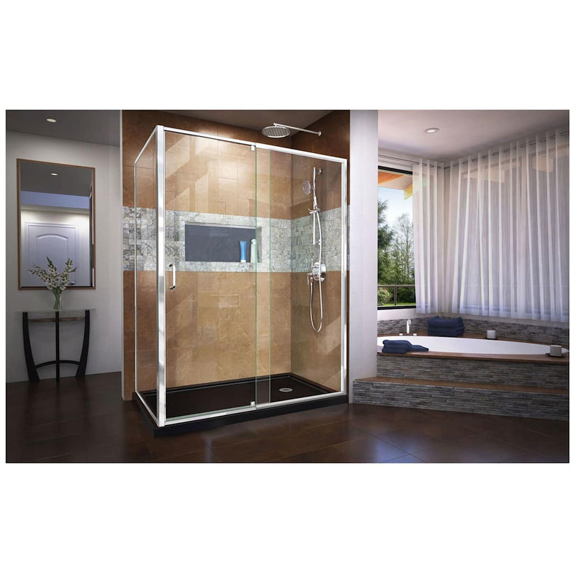 Flex 36" D x 60" W x 74 3/4" H Semi Frameless Shower Enclosure with Right Drain Base - image 11