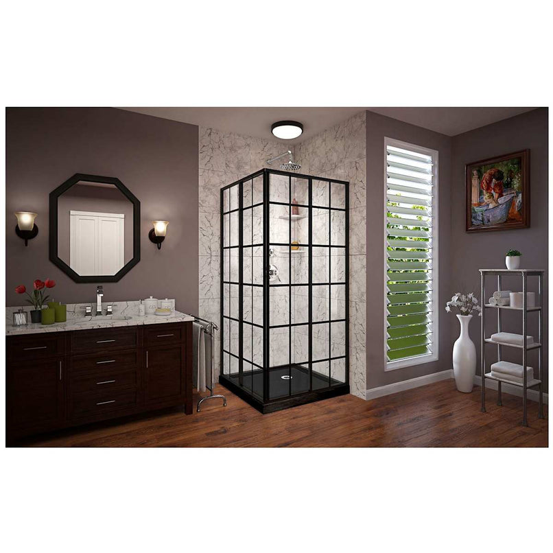 French Corner 74-3/4" High x 36" Wide x 36" Deep Sliding Framed Shower Enclosure with Clear Glass - image 11