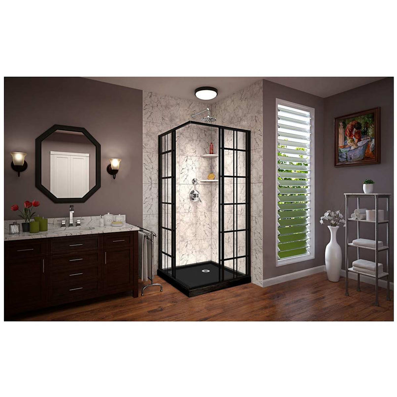 French Corner 74-3/4" High x 36" Wide x 36" Deep Sliding Framed Shower Enclosure with Clear Glass - image 12
