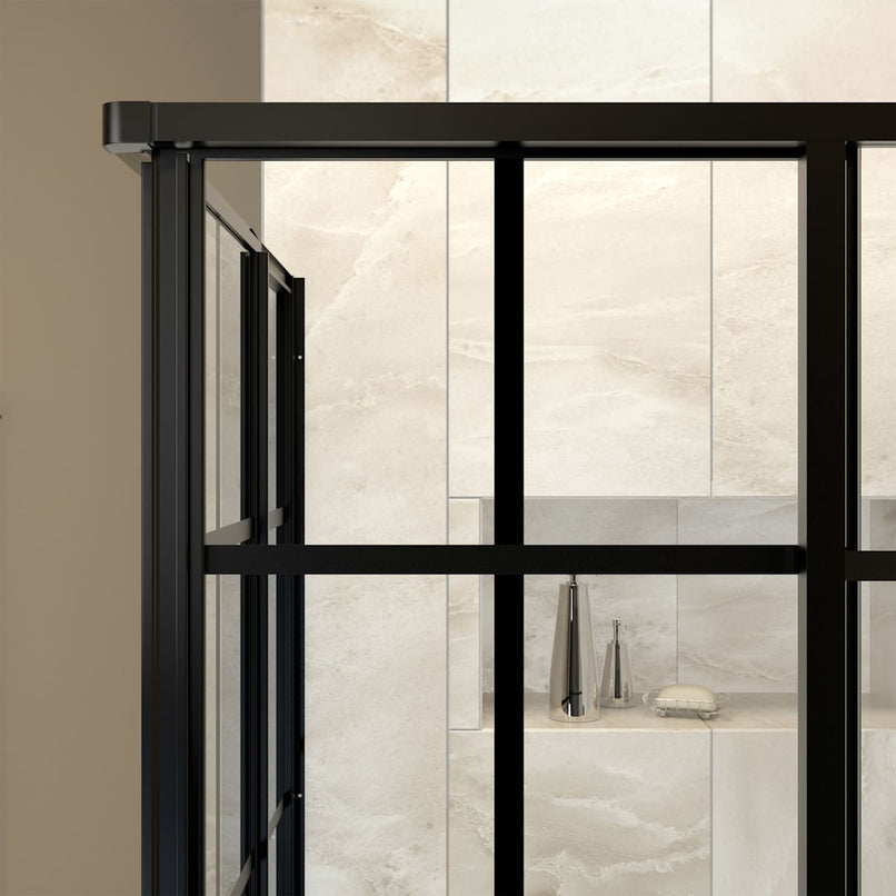 French Corner 74-3/4" High x 42" Wide x 42" Deep Sliding Framed Shower Enclosure with Patterned Glass - image 6