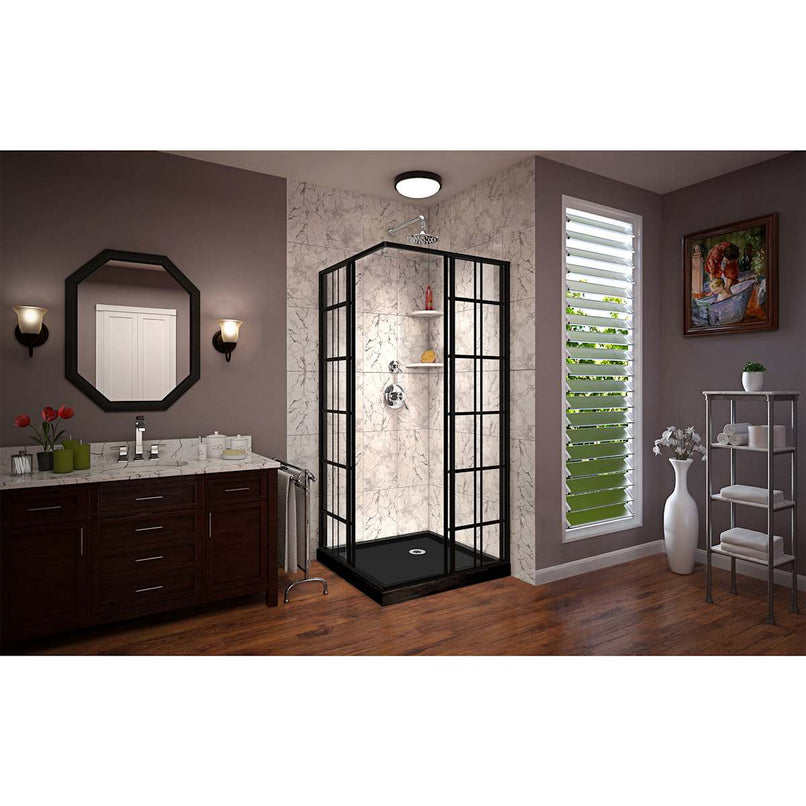 French Corner 74-3/4" High x 42" Wide x 42" Deep Sliding Framed Shower Enclosure with Patterned Glass - image 13