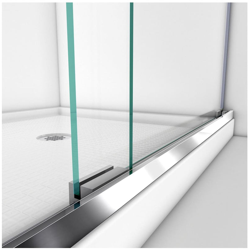 Charisma 78-3/4" High x 60" Wide 36" Deep Sliding Frameless Shower Door with Clear Glass, SlimeLine Shower Base Kit, and Center Drain - image 8