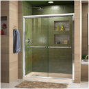 Duet 74-3/4" High x 60" Wide 32" Deep Sliding Framed Shower Door with Clear Glass, SlimeLine Shower Base Kit, and Left Drain - image 1