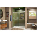 Duet 74-3/4" High x 60" Wide 34" Deep Sliding Framed Shower Door with Clear Glass, SlimeLine Shower Base Kit, and Left Drain - image 2