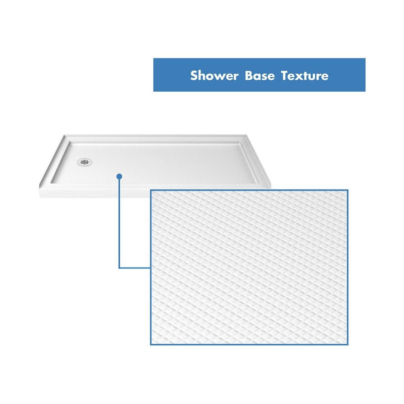 Visions 74-3/4" High x 60" Wide 30" Deep Sliding Framed Shower Door with Clear Glass, SlimeLine Shower Base Kit, and Left Drain - image 11