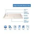 Visions 74-3/4" High x 60" Wide 32" Deep Sliding Framed Shower Door with Clear Glass, SlimeLine Shower Base Kit, and Left Drain - image 9