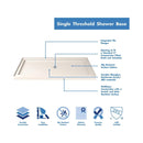 Visions 74-3/4" High x 60" Wide 36" Deep Sliding Framed Shower Door with Clear Glass, SlimeLine Shower Base Kit, and Center Drain - image 9