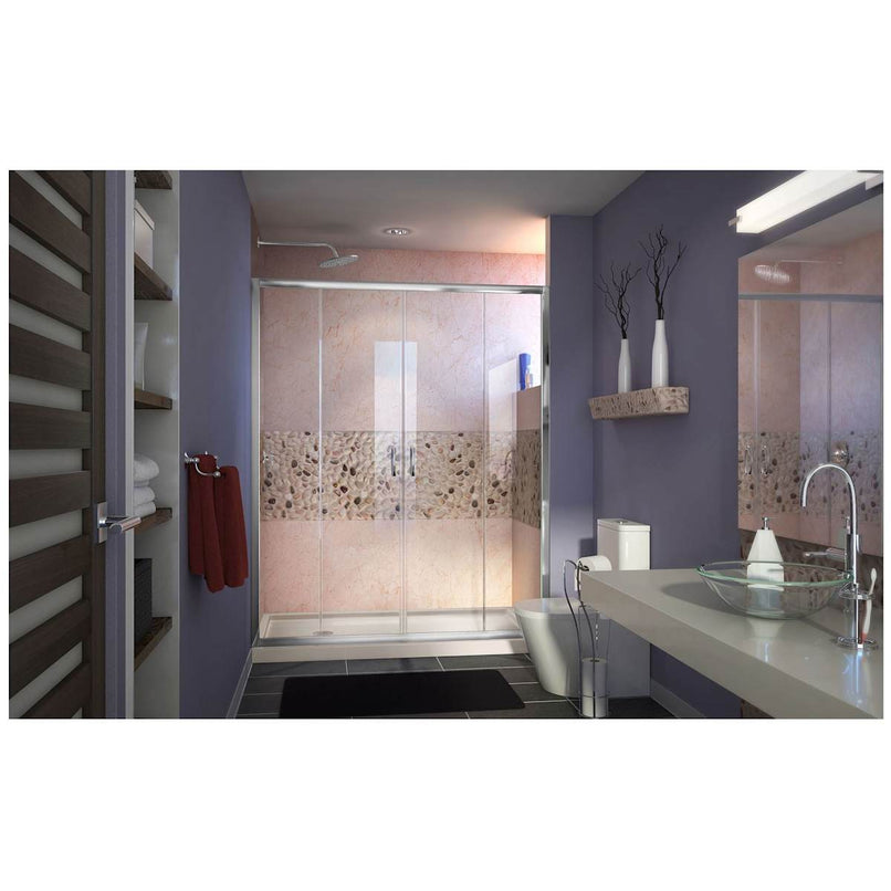 Visions 74-3/4" High x 60" Wide 36" Deep Sliding Framed Shower Door with Clear Glass, SlimeLine Shower Base Kit, and Left Drain - image 2