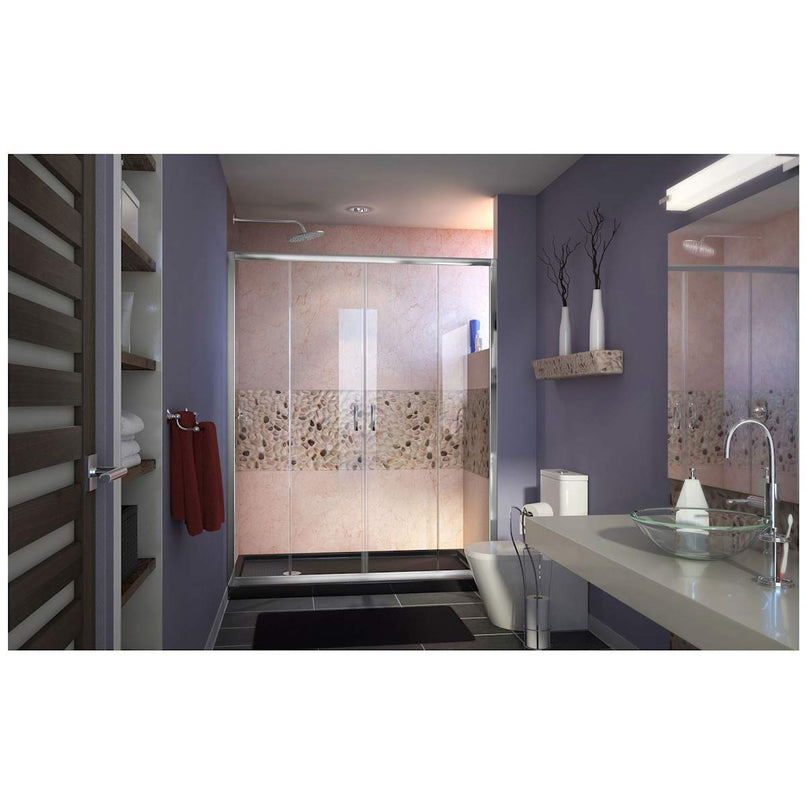 Visions 74-3/4" High x 60" Wide 36" Deep Sliding Framed Shower Door with Clear Glass, SlimeLine Shower Base Kit, and Left Drain - image 10
