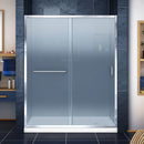 Infinity-Z 74-3/4" High x 60" Wide 30" Deep Sliding Framed Shower Door with Frosted Glass, SlimeLine Shower Base Kit, and Right Drain - image 1