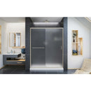 Infinity-Z 74-3/4" High x 60" Wide 32" Deep Sliding Framed Shower Door with Frosted Glass, SlimeLine Shower Base Kit, and Center Drain - image 2
