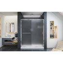 Infinity-Z 74-3/4" High x 60" Wide 32" Deep Sliding Framed Shower Door with Frosted Glass, SlimeLine Shower Base Kit, and Center Drain - image 3