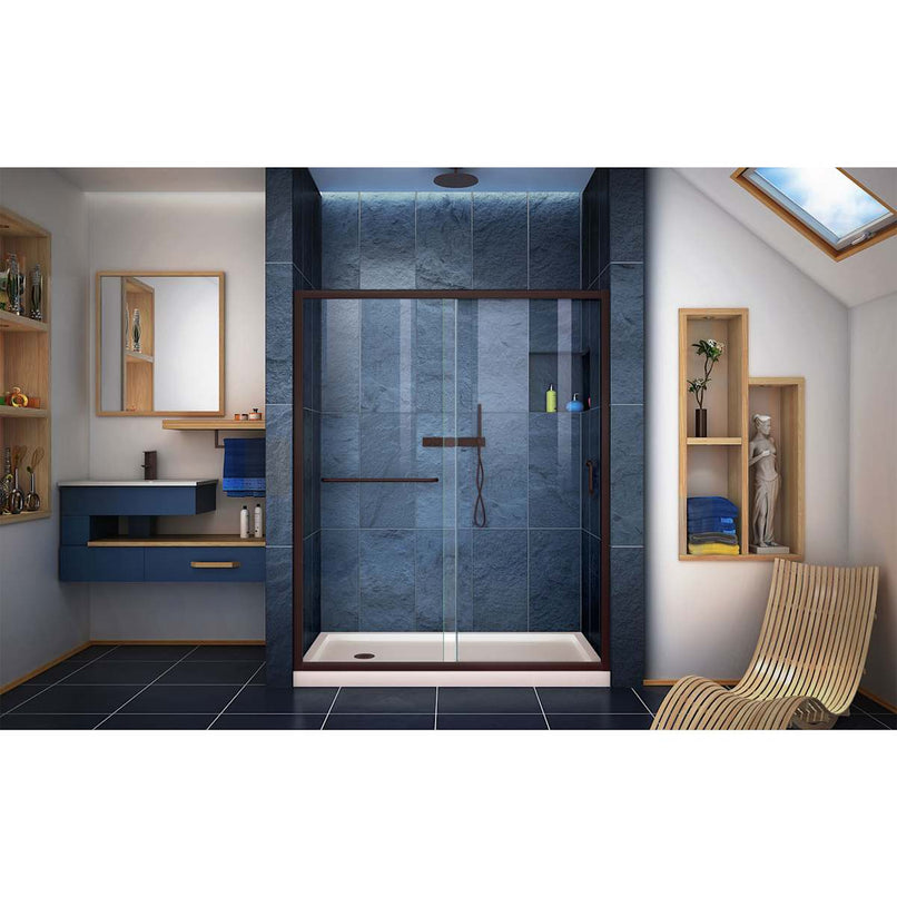 Infinity-Z 74-3/4" High x 60" Wide 32" Deep Sliding Framed Shower Door with Clear Glass, SlimeLine Shower Base Kit, and Left Drain - image 18