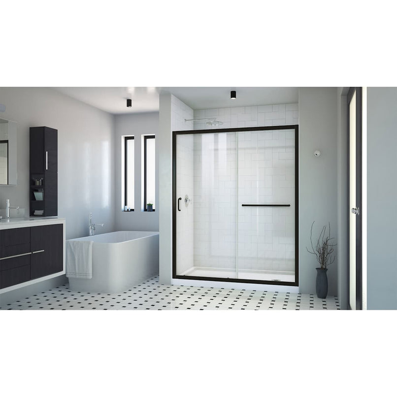 Infinity-Z 74-3/4" High x 60" Wide x 34" Deep Alcove Shower Module with Clear Sliding Shower Door, and Right Drain Base - image 2