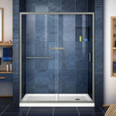 Infinity-Z 74-3/4" High x 60" Wide 34" Deep Sliding Framed Shower Door with Clear Glass, SlimeLine Shower Base Kit, and Right Drain - image 1