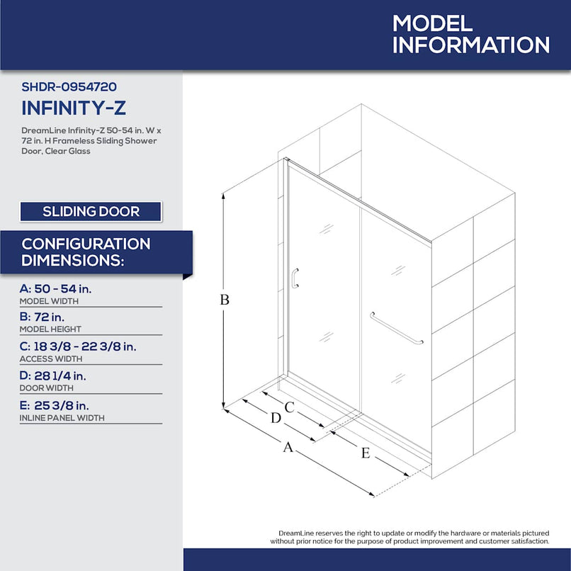 Infinity-Z 74-3/4" High x 54" Wide x 32" Deep Alcove Shower Module with Clear Sliding Shower Door, and Center Drain Base - image 40