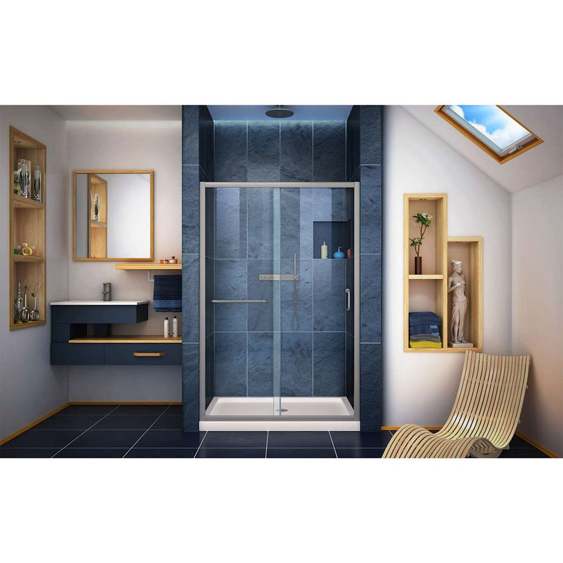 Infinity-Z 36" D x 48" W x 74 3/4" H Sliding Shower Door and SlimLine Shower Base Kit, Clear Glass - image 14