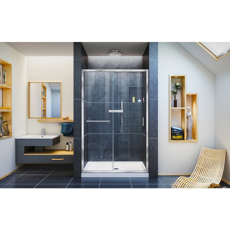 Infinity-Z 74-3/4" High x 48" Wide Sliding Framed Shower Door with Clear Glass and 36" Deep x 48" Wide Shower Base with Center Drain - image 12