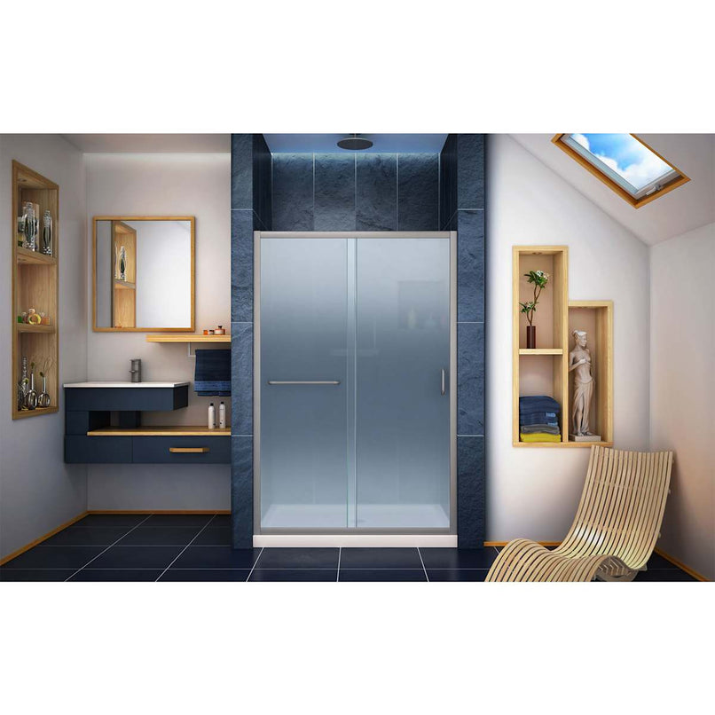 Infinity-Z 36" D x 48" W x 74 3/4" H Sliding Shower Door and SlimLine Shower Base Kit, Frosted Glass - image 13