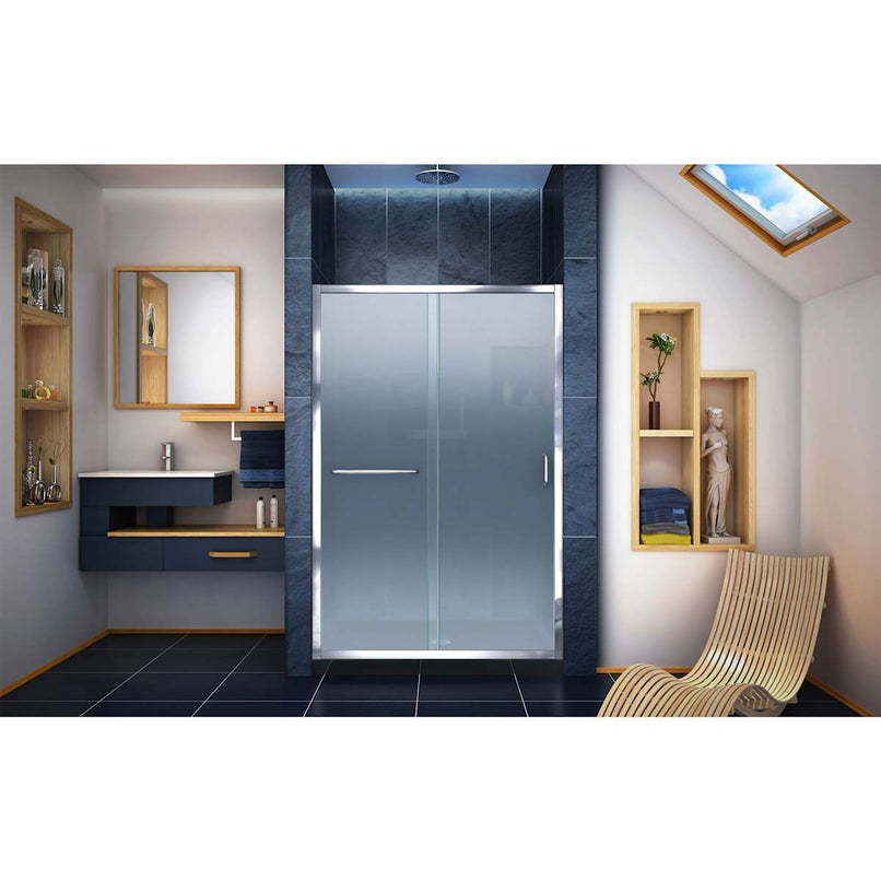 Infinity-Z 36" D x 48" W x 74 3/4" H Sliding Shower Door and SlimLine Shower Base Kit, Frosted Glass - image 14