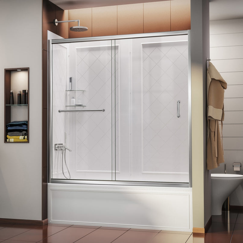 Infinity-Z 60" High x 56" Wide Alcove Shower Module with Clear Sliding Tub Door, and Acrylic Backwall Kit - image 1