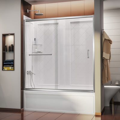 Infinity-Z 60" High x 56" Wide Alcove Shower Module with Clear Sliding Tub Door, and Acrylic Backwall Kit - image 1