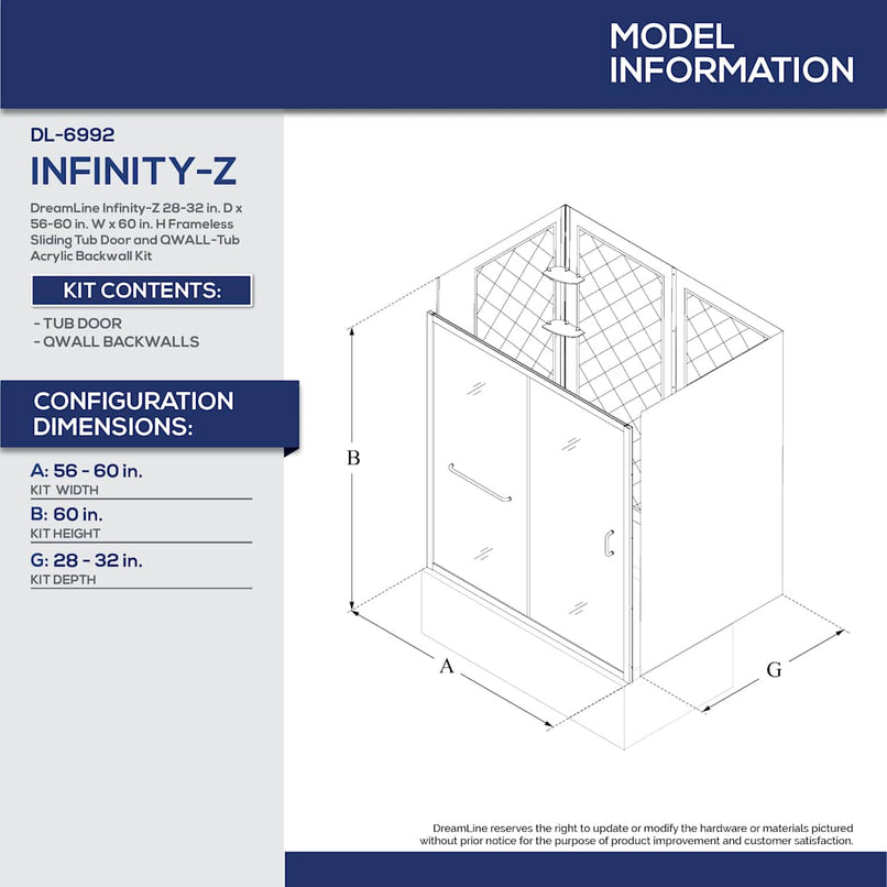 Infinity-Z 60" High x 56" Wide Alcove Shower Module with Clear Sliding Tub Door, and Acrylic Backwall Kit - image 32