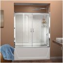 Visions 60" High x 60" Wide Sliding Framed Tub Enclosure with Clear Glass and QWALL-Tub Backwall Kit - image 1