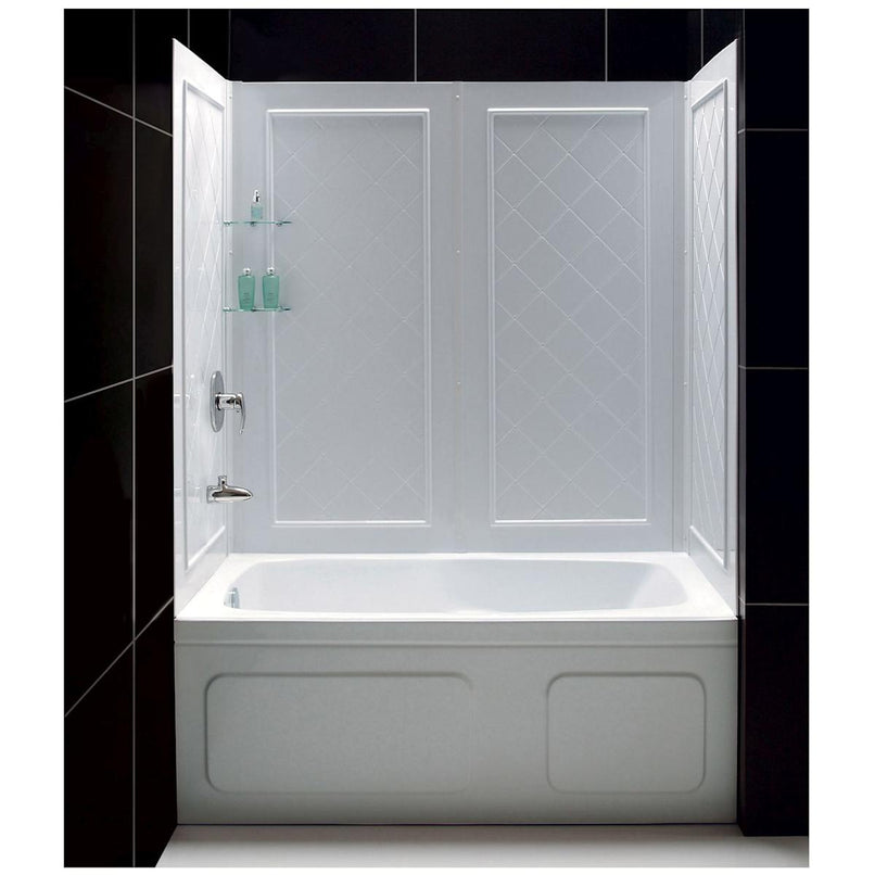 Visions 60" High x 60" Wide Sliding Framed Tub Enclosure with Clear Glass and QWALL-Tub Backwall Kit - image 7