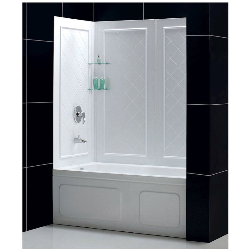 Visions 60" High x 60" Wide Sliding Framed Tub Enclosure with Clear Glass and QWALL-Tub Backwall Kit - image 8
