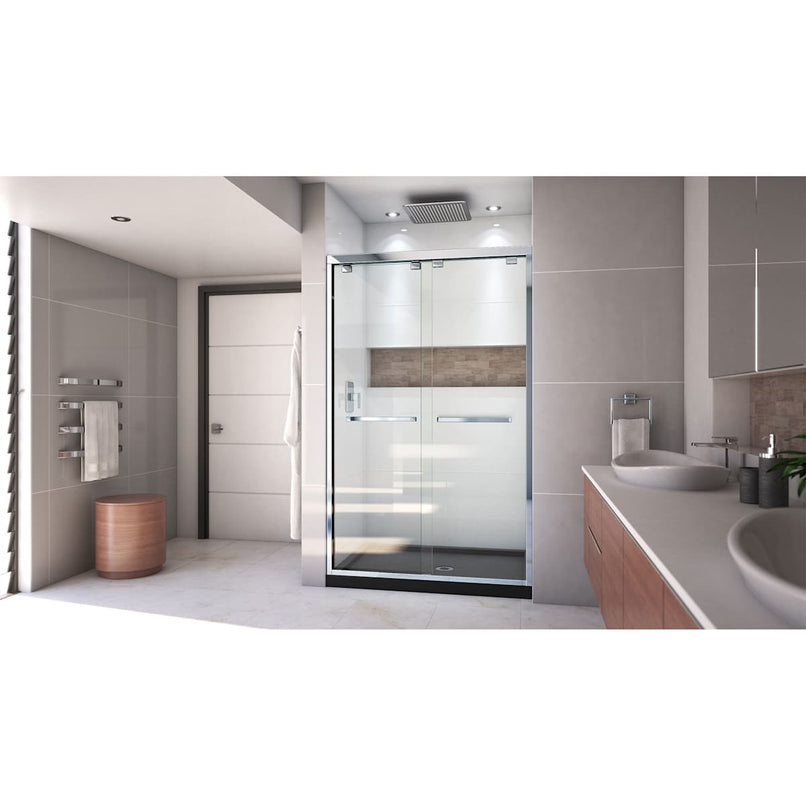 Encore 36" D x 48" W x 78 3/4" H Semi-Frameless Bypass Sliding Shower Door and SlimLine Shower Base Kit - image 17